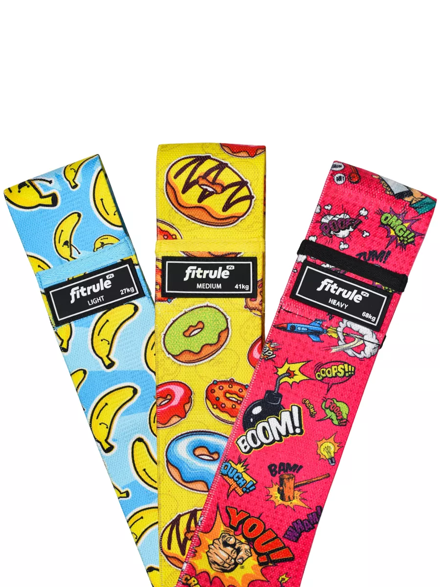 FitRule Фитнес резинка тканевая Принтованая Набор (х3)