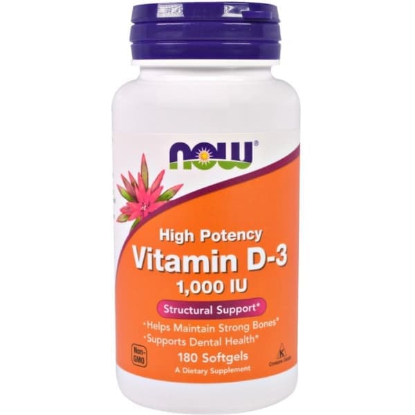 NOW Vitamin D-3 High Potency 1000 IU 120 Veg caps фото